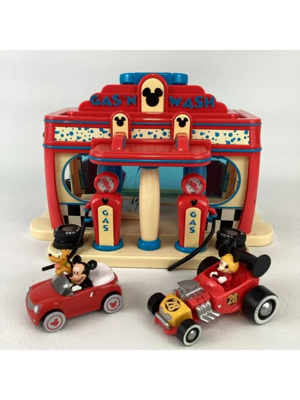 Disney Mickey Mouse Clubhouse Gas N Wash Portable Playset Roadster Racer Car Toy